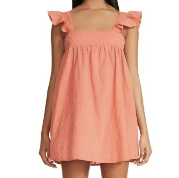 BB Dakota by Steve Madden Orange Lined Mini Dress, Square Neck, XS - Picture 2 of 13